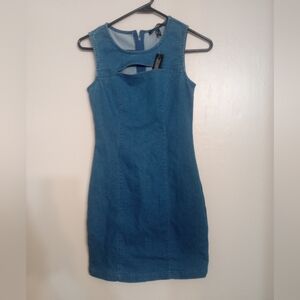 Derek Heart Women's Denim Sleeveless Mini Dress With Zip Up Back NWT